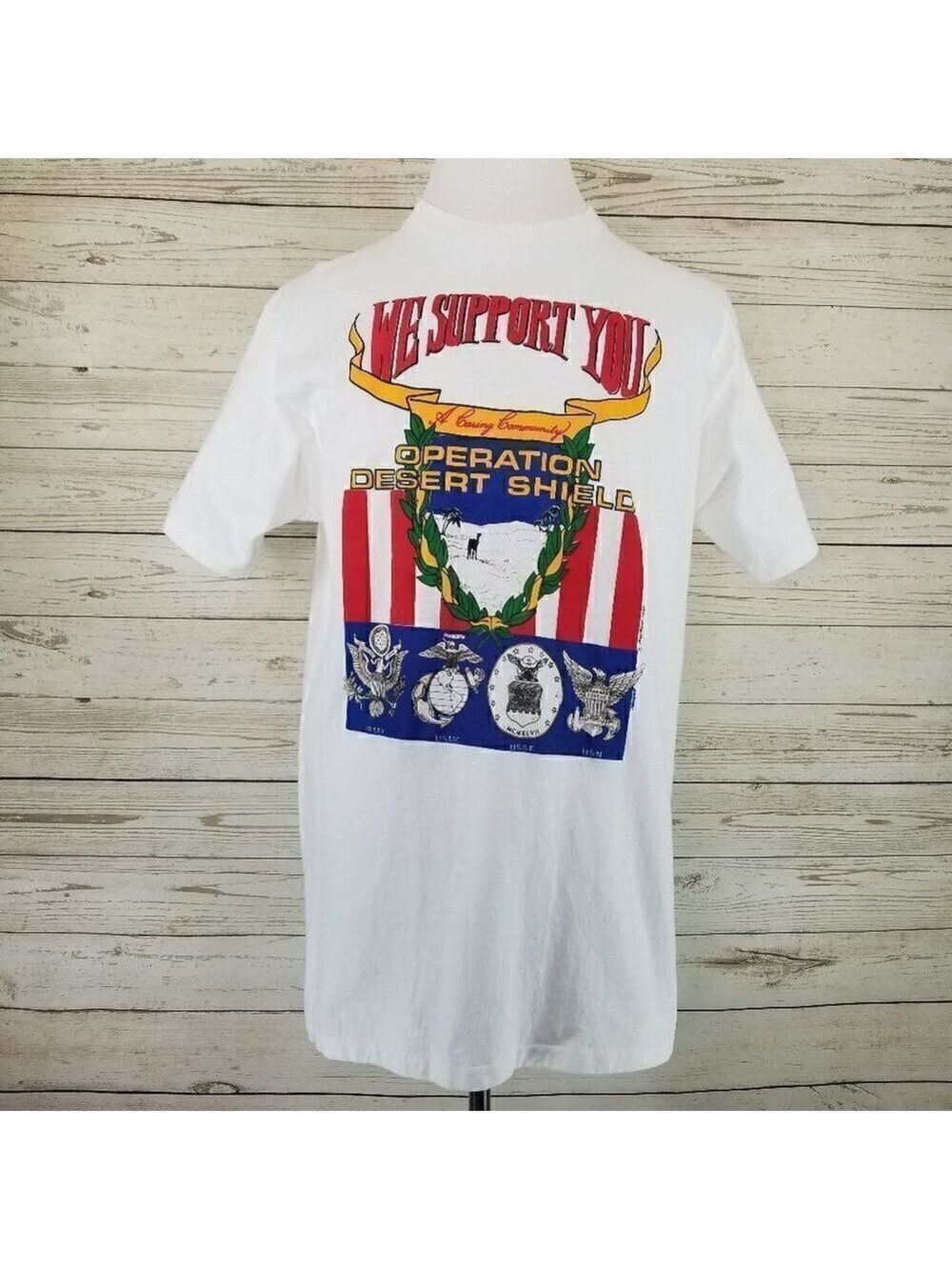 Vtg 1990 Delta Operation Desert Shield Army S/s T-Shirt Sz Xl Single Stitch Usa